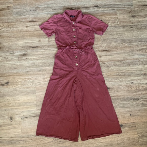 Madewell Pants - Madewell Wide Leg Button Up Jumpsuit in Ruby Red - Size 2 Womens